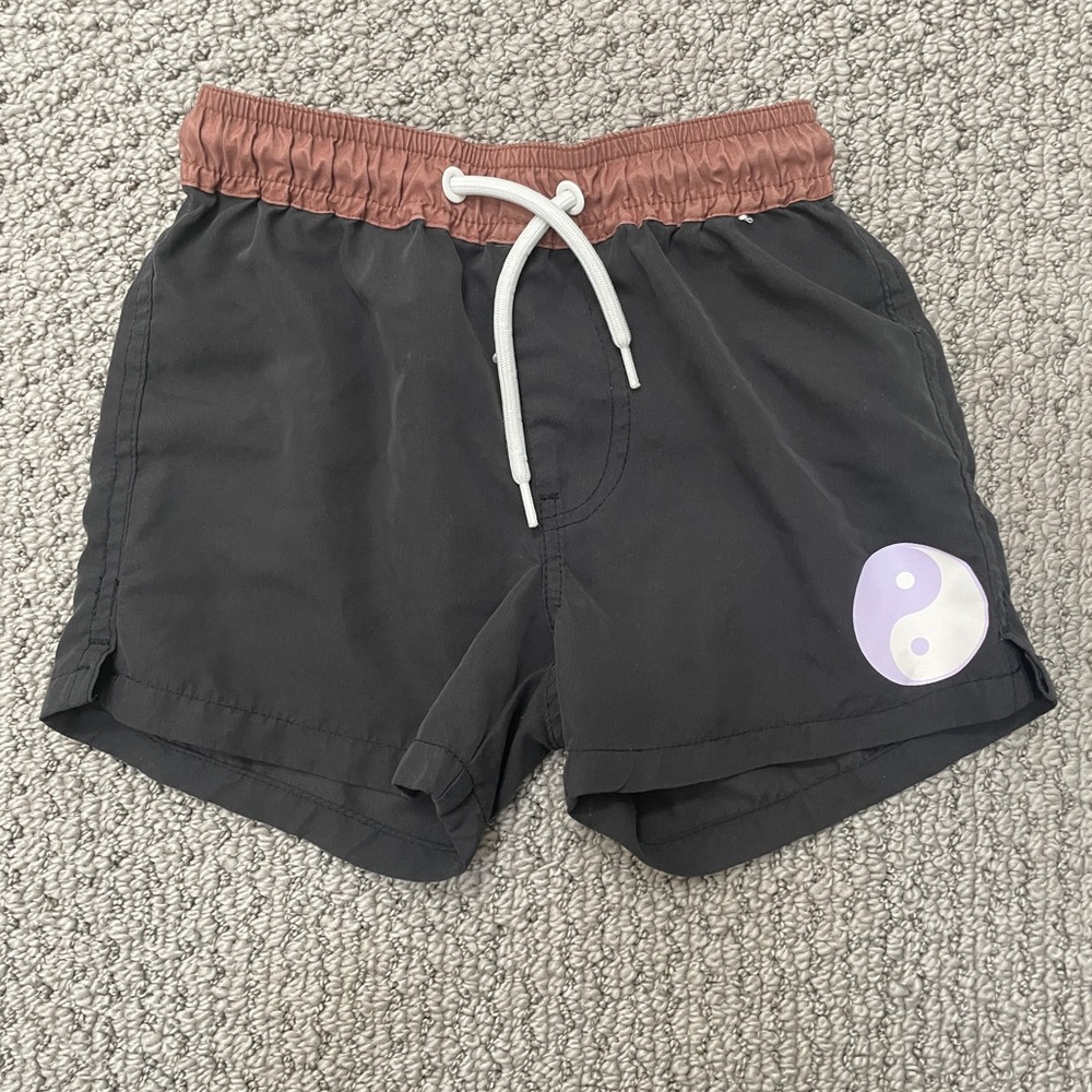 Cotton On Kids Black and Brown Swim Shorts with Yin Yang -2T